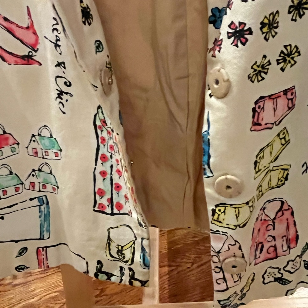 Moschino Cream Jacket with Colorful Watercolor Print - Picture 2 of 8